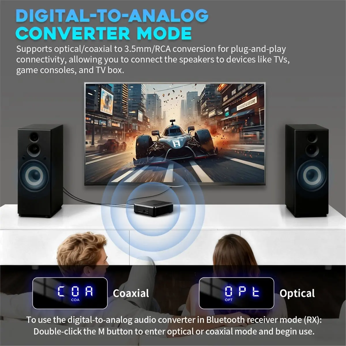 A23G Bluetooth 6.0 Car Receiver Transmitter for AptX HD 3.5mm Jack Aux Wireless Adapter for TV Car 2 RCA Audio Receiver
