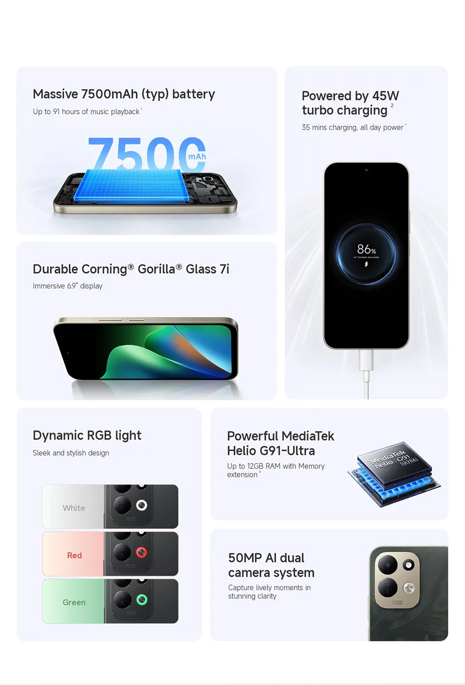 Global Version Xiaomi Redmi 17 Smartphone 120Hz 6.9" Display 50MP Camera MTK Helio G91-Ultra CPU 7500mAh 45W Turbo Charging