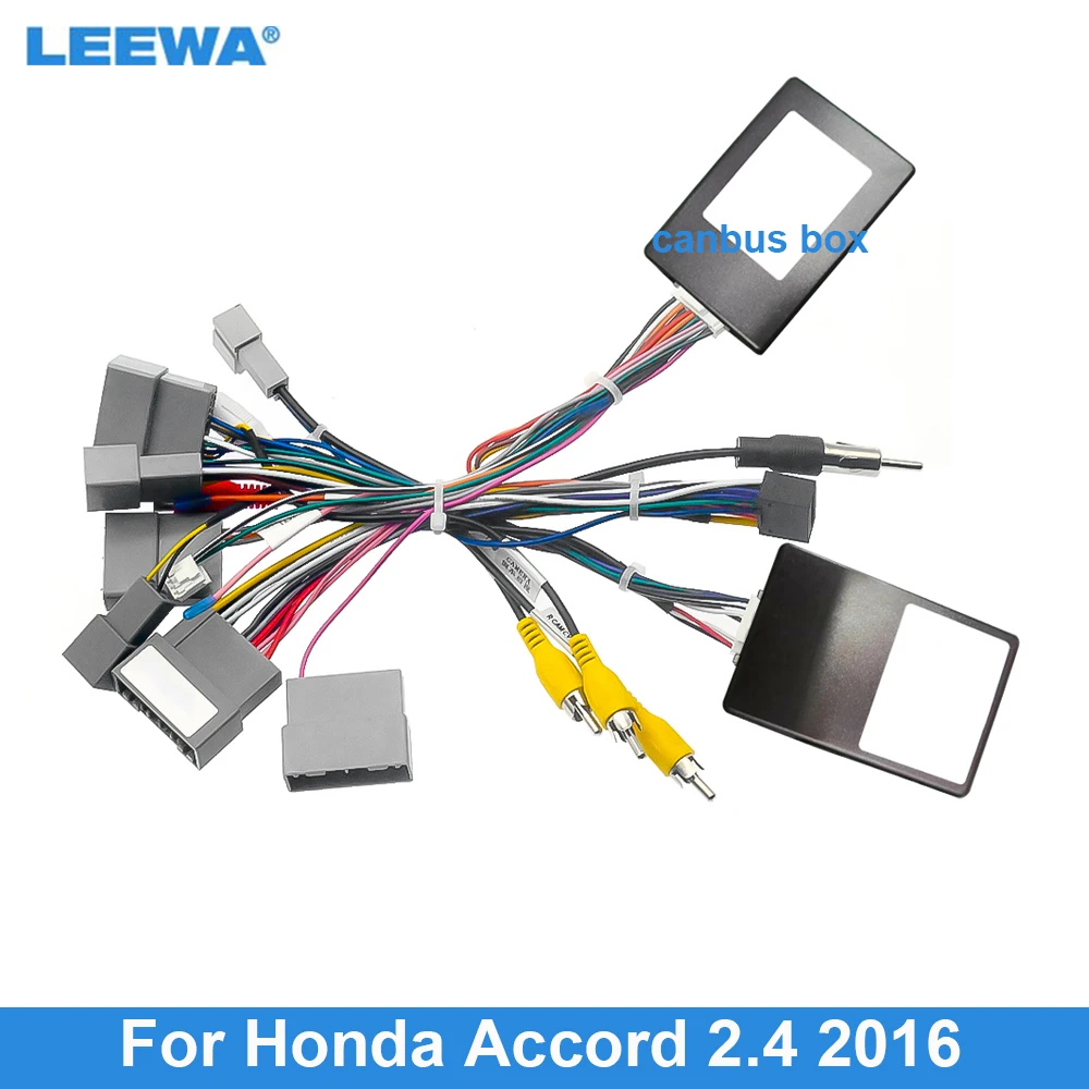 

LEEWA Car 16pin Power Cord Wiring Harness Adapter With Canbus For Honda Accord 2.4 (2016) Installation Head Unit Cable