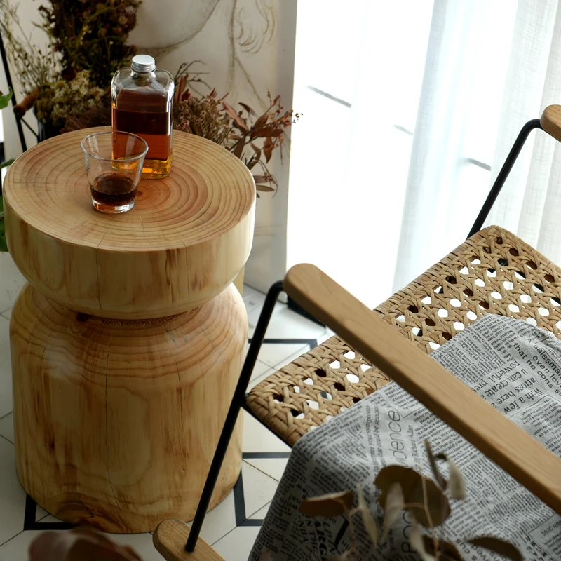 

Скандинавские журнальные столики из цельного дерева, дзен, балкон, чайный столик, деревенская подставка для цветов, угловой табурет, натуральные деревянные сиденья для гостиной