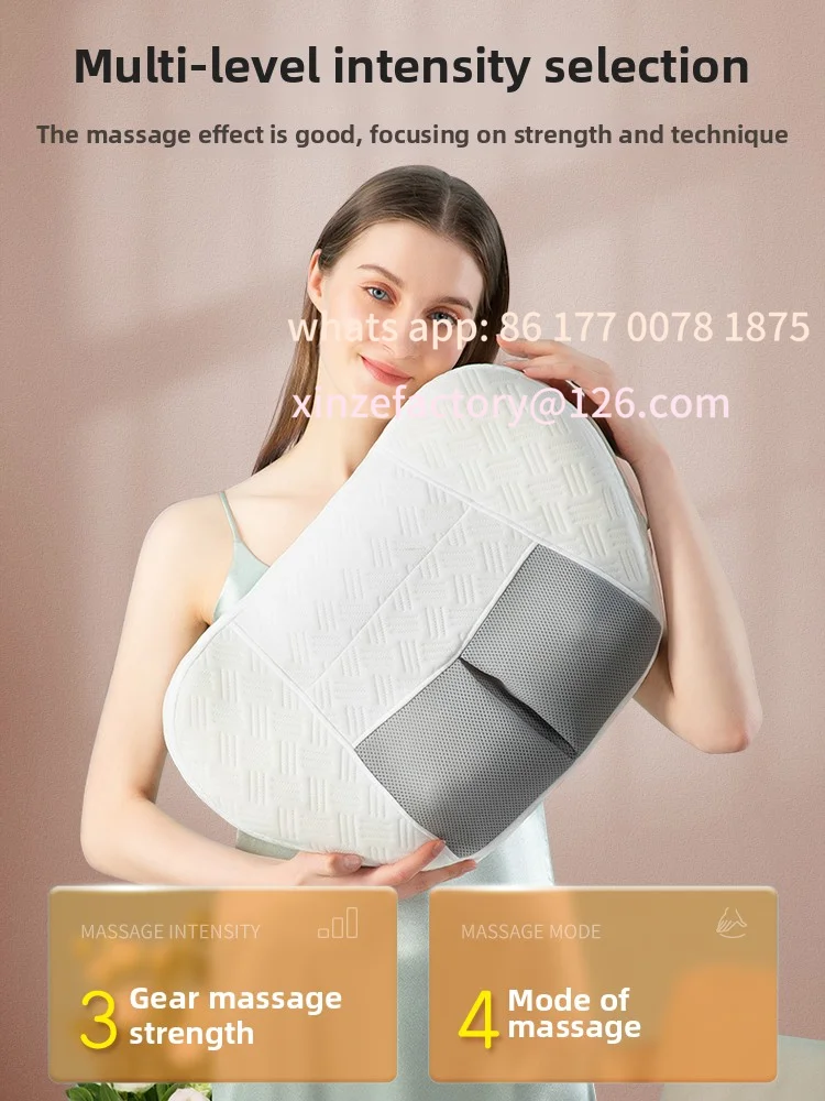 Customizable Neck Shoulder Massager Pillow Deep Tissue Shiatsu Heating Back Massager Multi-frequency Vibration 8D Simulation