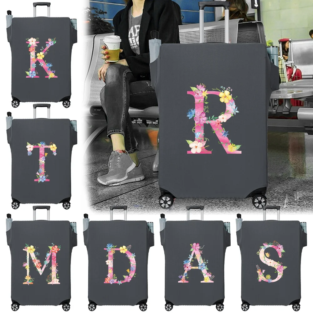 Luggage Cover Protect Travel Accessories High Elasticity Items Storage Bags Pink Letter Series Pocket Suitcase Scratch-Resistant