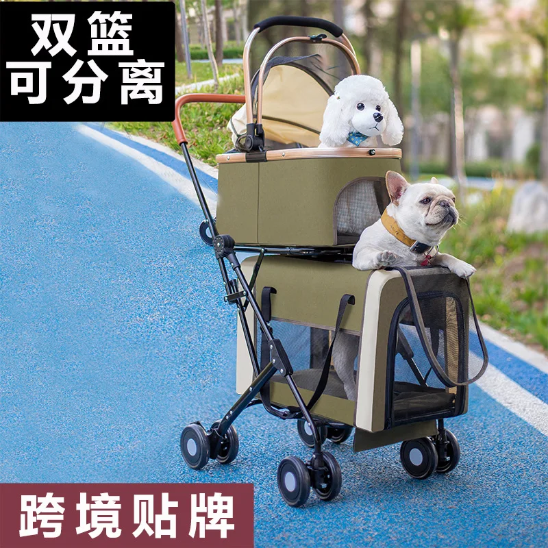 

New Multi Layer Pet Cart For Cats And Dogs, Universal Large Space Detachable Strollers For Pets
