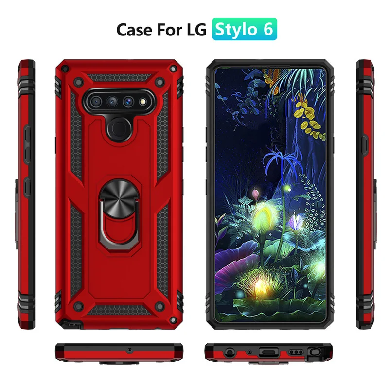 PKCASE Shockproof Case For LG K92 K53 K52 K32 K31 K30 2019 K22 Plus K61 Q61 Q630 Ring Stand Cover For LG Stylo 7 4G 5G Harmony 4