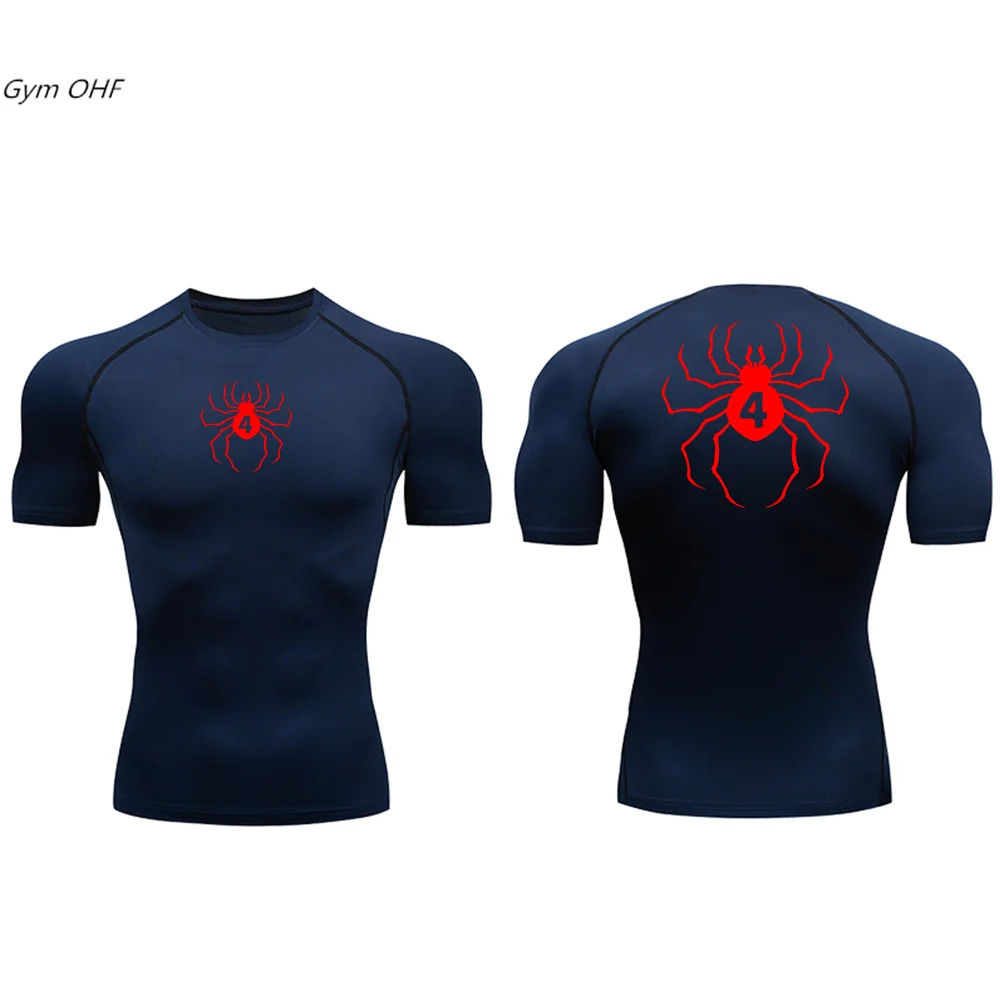 Compression Shirts For Men Gym Workout Fitness 2099 Spider Print Short Sleeve Quick Dry Sportswear T Shirt Men Rashguard Running