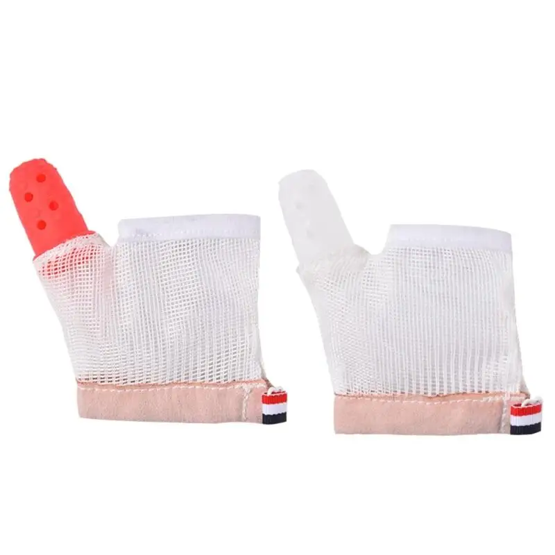 

Baby Thumb Sucking Stop Teething Glove Prevent Biting Hand Silicone Teether Gloves Infant Teething Toy Finger Guard