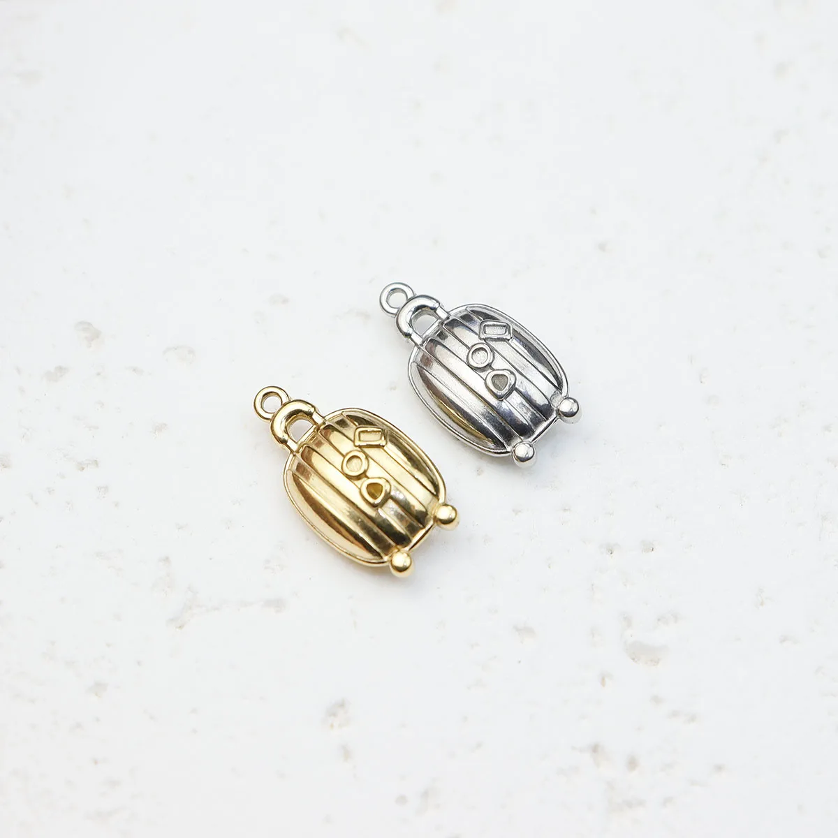 5pcs Casting Stainless Steel Luggage  Case Charms Accessory DIY Necklace Earrings Bracelet Jewelry Charms PVD Plated Water Proof