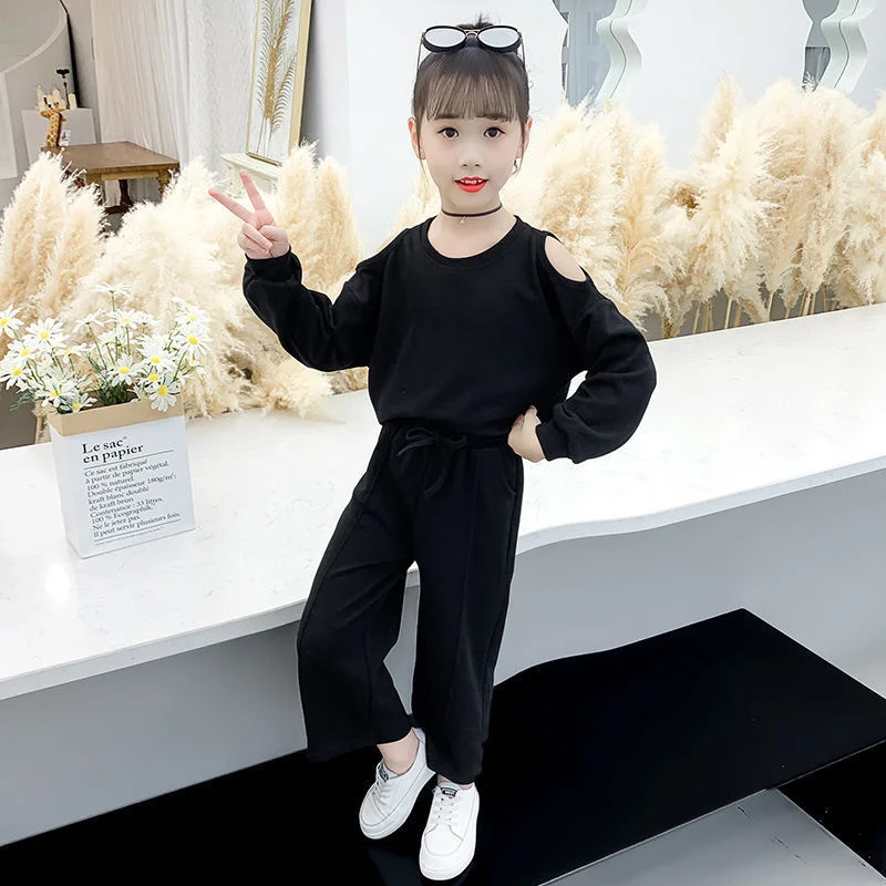 

Girls Suit Sweatshirts +Pants Cotton 2Pcs/Sets 2022 Solid Spring Autumn Thicken High Quality Sports Sets Kid Baby Children Cloth