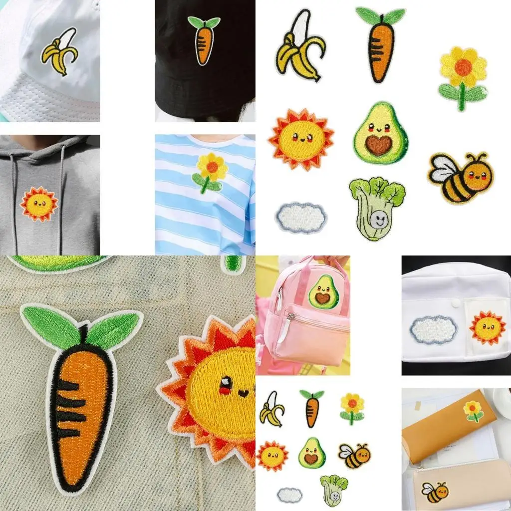 

8 Pcs Banana Sewing Patches Carrot Embroidery Patches Flower Iron On Patches Y08E
