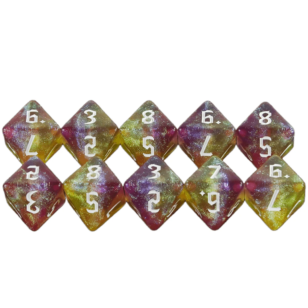 Polyhedral D8 Dice Set 10pcs Multi Sides Double Color  8 Sided Dice for DNDGame Table Board Roll Playing Games Accessories