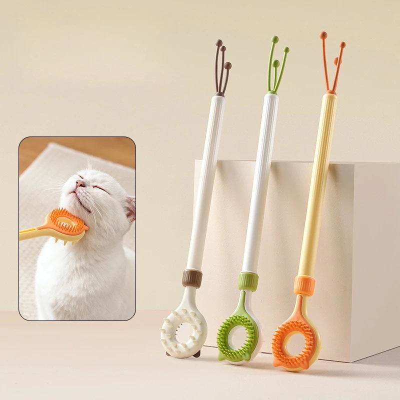 1pc Retractable Pet Itch Scratcher Double-Sided Massager Cat Teaser Stick Cat Toy Scratch and Itch Two-in-One Scratcher