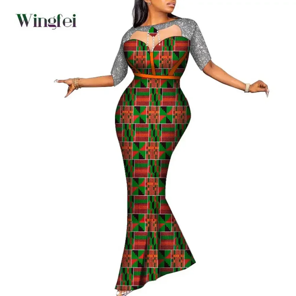 

African Clothes for Women Ankara Print Dashiki Dresses Lady Party Evening Dresses Elegant African Women Clothing wy281