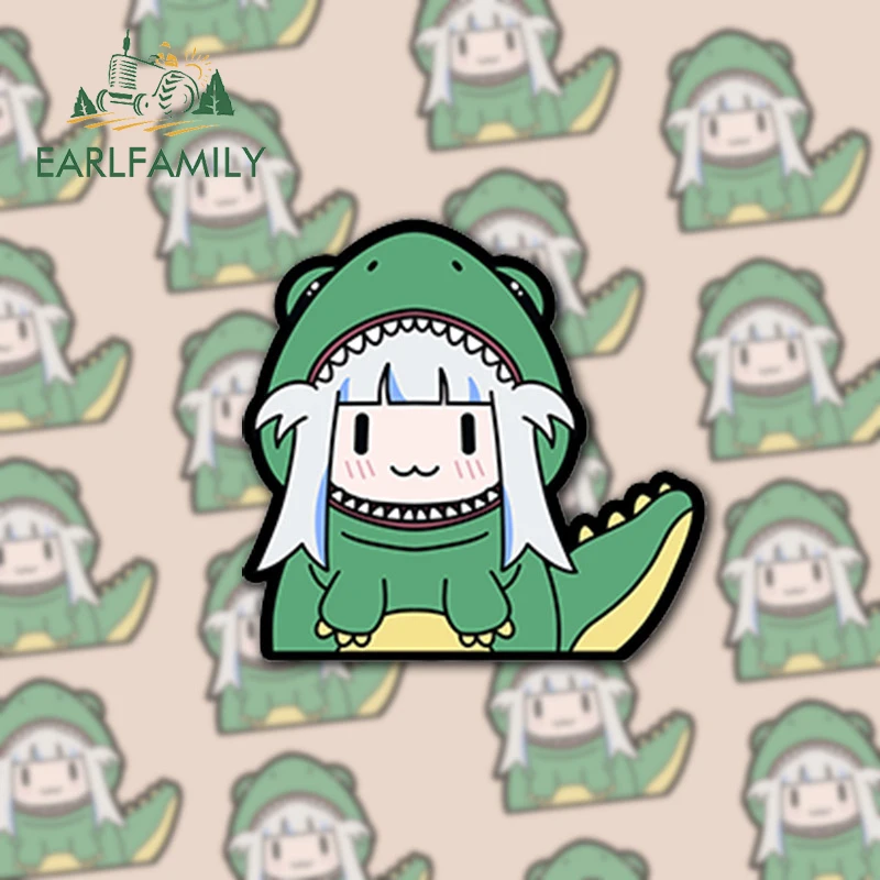 

EARLFAMILY 13 см x 12,4 см для Gura Hololive автомобильные наклейки солнцезащитные аниме наклейки устойчивые к царапинам Креативные украшения для бампера доски для серфинга