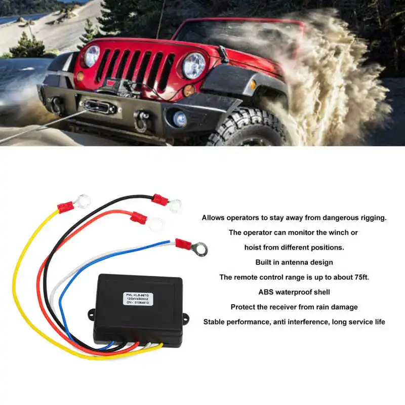 12V 24V Wireless Winch Remote Control Switch Controller Receiver Kit Universal for Truck ATV SUV Winch Remote Control Systems