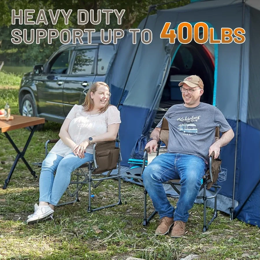Aluminum Camping Directors Chair with Side Table Pocket Portable Folding Chair for Fishing Trip Picnic Concert Outdoor Heavy Du