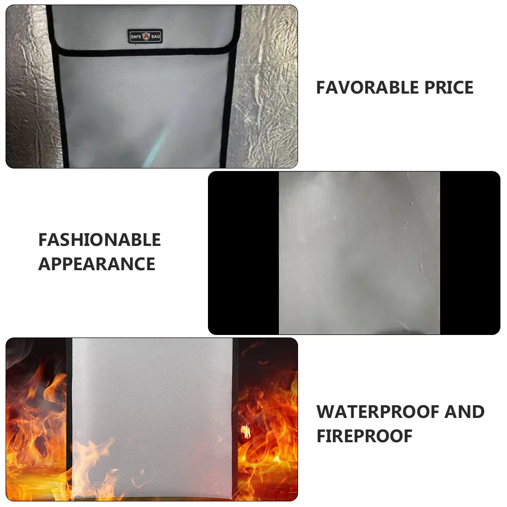 Waterproof and Fireproof Bag File Document Security Pouch High Temperature Glass