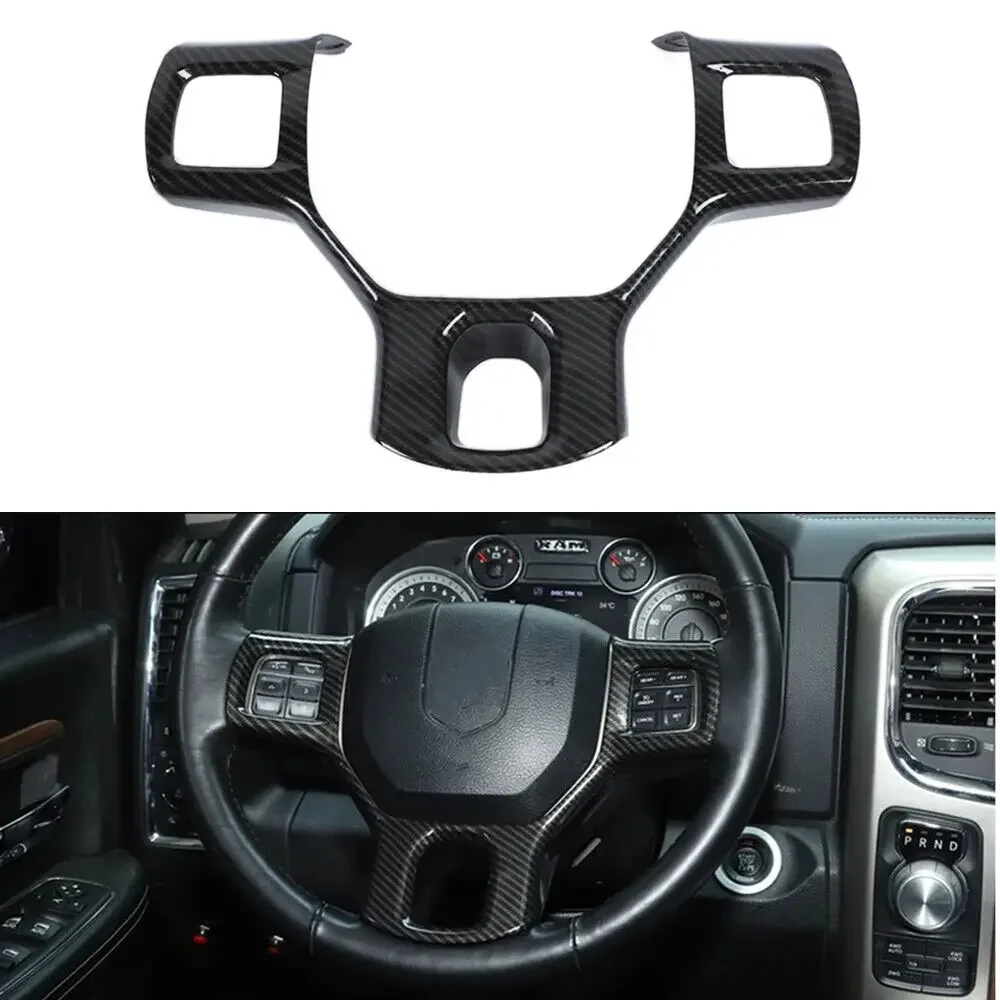 

Для Dodge RAM 1500 2500 2011-2018 ABS углеродное волокно стиль внутренняя наклейка салон автомобиля крышка рулевого колеса отделка рамка украшение