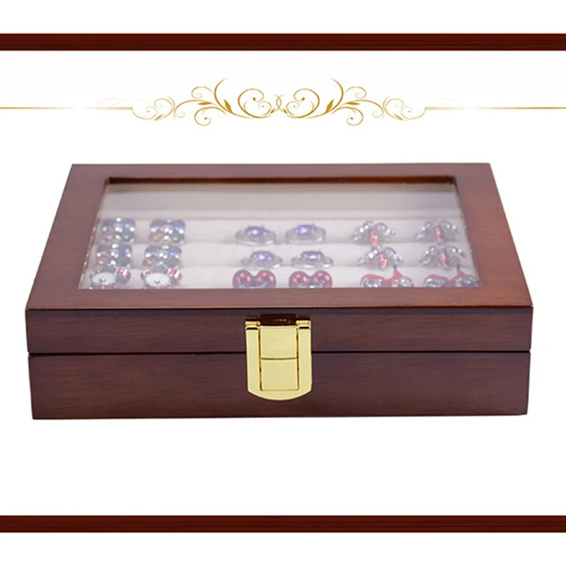 1 Piece Glass Cufflinks Box For Men Painted Wooden Collection Display Box Storage Jewelry Display Box Rings Jewelry Box