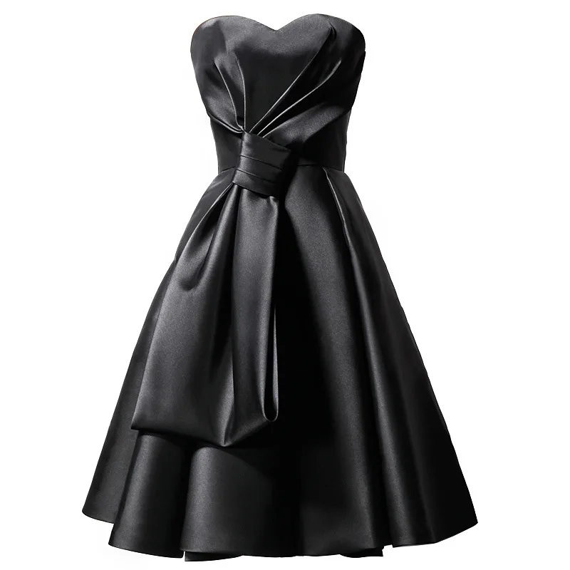 

Sexy Strapless Wedding Bridesmaid Party Dress Elegant Prom Evening Guest Mini Summer Dresses for Women 2025 Black Graduation