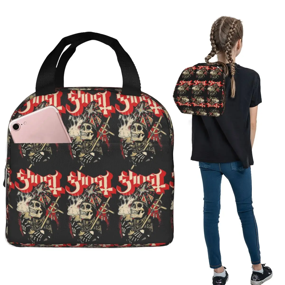 Swedish Rock Band Horror Ghost Insulated Lunch Bag for Women Kids Portable Food Boxes Thermal Lunch Box Tote