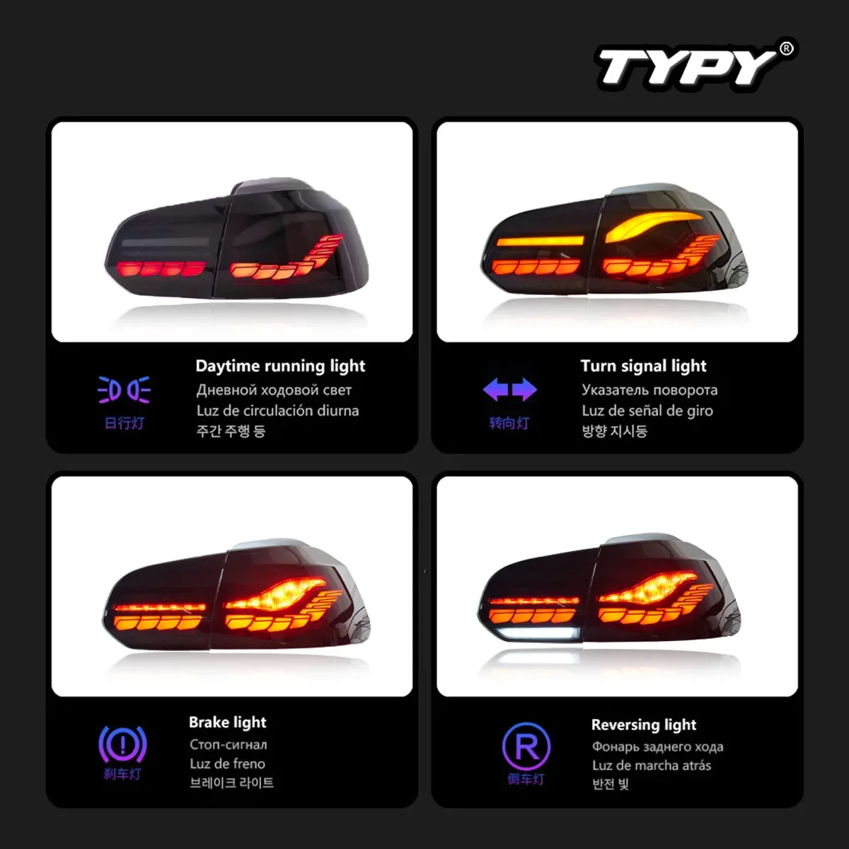 

Full LED Taillights Rear Lamps MK6 Golf R20 GTD For VW Golf 6 Dragon Scale Tail Lights M4 Design DRL Turn Signal 2008-2014