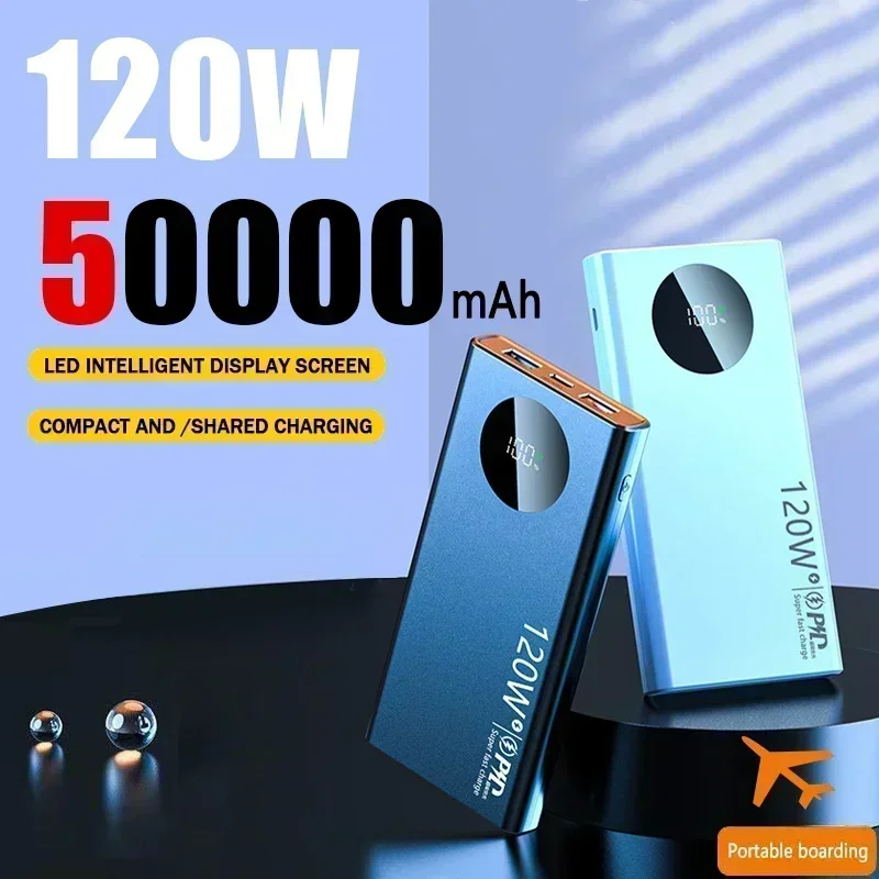 

120w 50000mah Super Fast Charging Power Bank Phone Accessories Sufficient Ultralarge Capacity Mobile Power External Battery