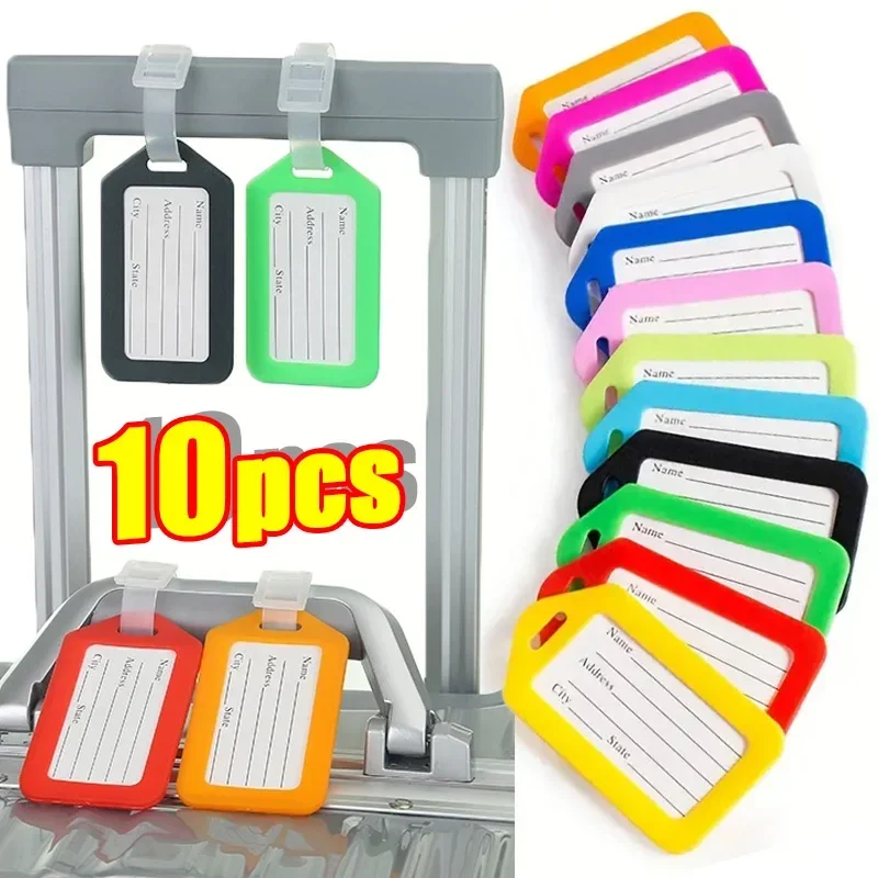 10PCS Luggage Tag Boarding Shipping Plastic Baggage Tags Travel Accessory Women Men Suitcase ID Address Name Holder Bag Label