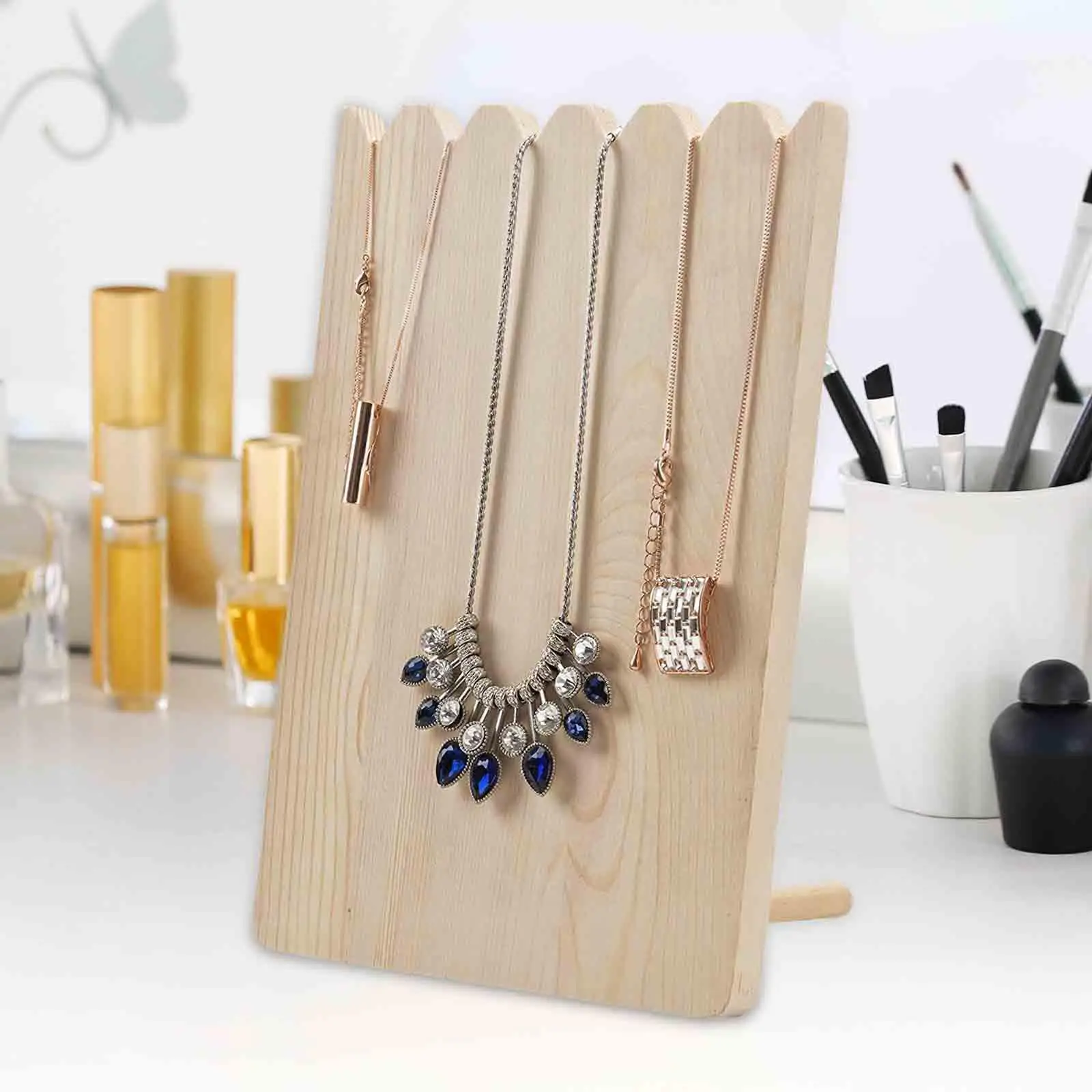 

Necklace Display Stand Wood Jewellery Tower for Countertop Showroom Tabletop