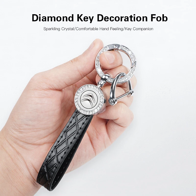 Kristall Luxus Metall Leder Auto Schlüsselbund Anti-verloren Schlüssel Ring Mode Schmuck Für Citroen C1 DS3 C2 C3 Vts c4 Saxo C4L C5 C6 C8