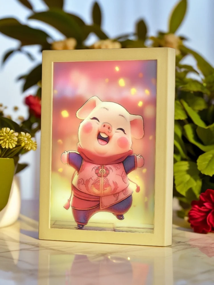 PigsLED Beautiful city Night View Light Painting,HD Picture Narrow BezelUsb Plug Dimming Romantic Home Decorations Night Lam