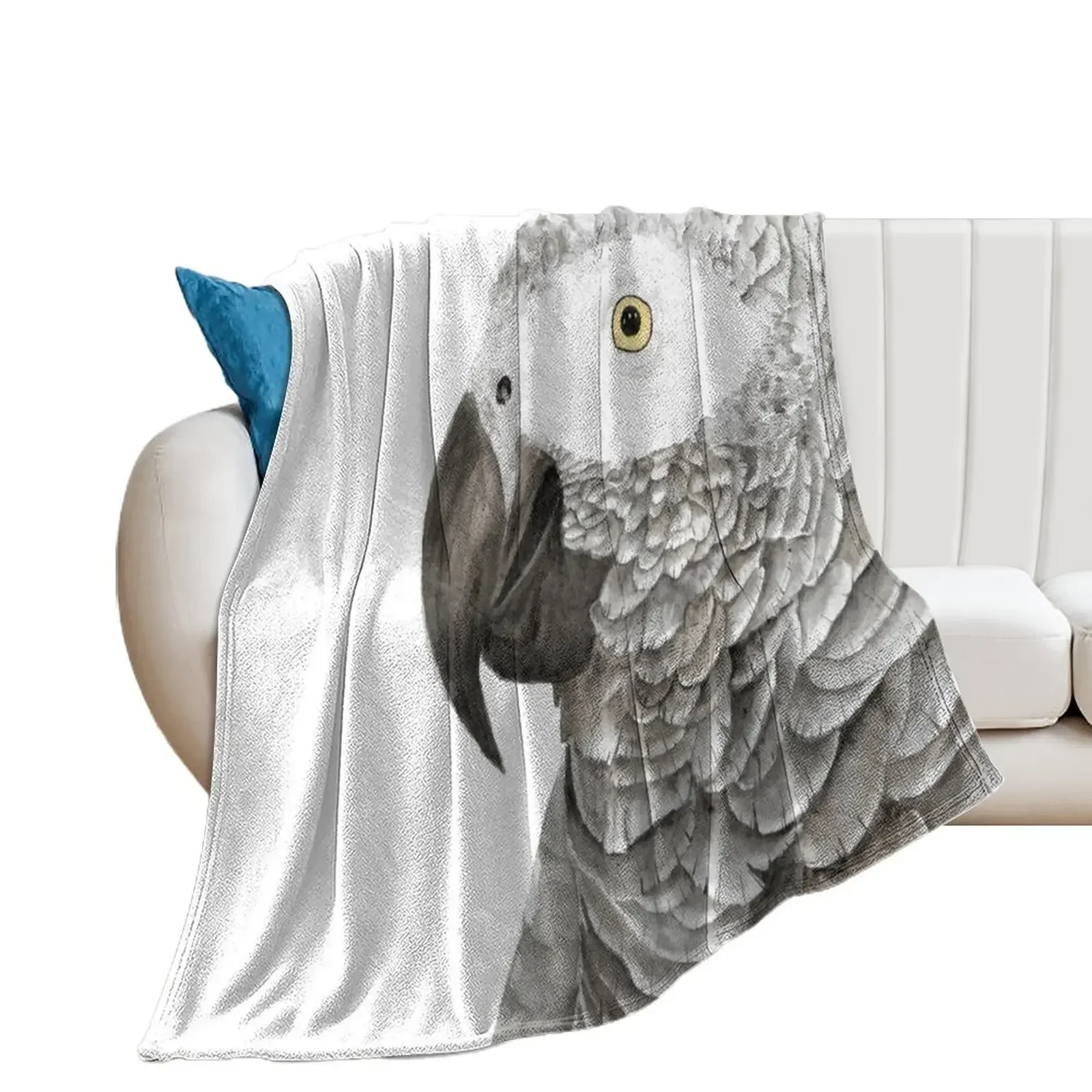 Grey parrot congo african timneh old word bird watercolor Throw Blanket Luxury Brand Soft Big Blankets