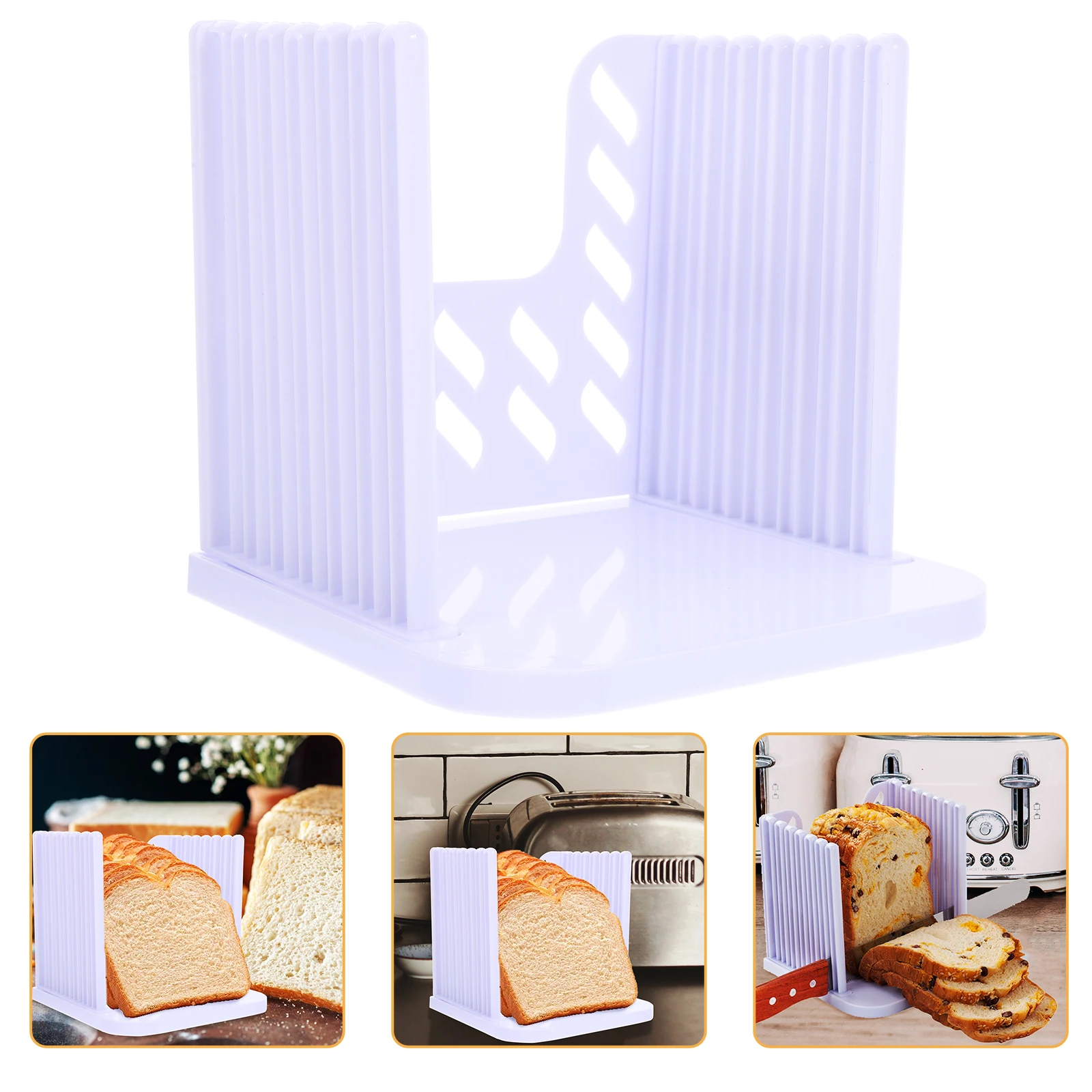 

Bread Slicer Purple ABS Home Kitchen Tool Lightweight Neat Bread Toast Slicer Plastic Auxiliary