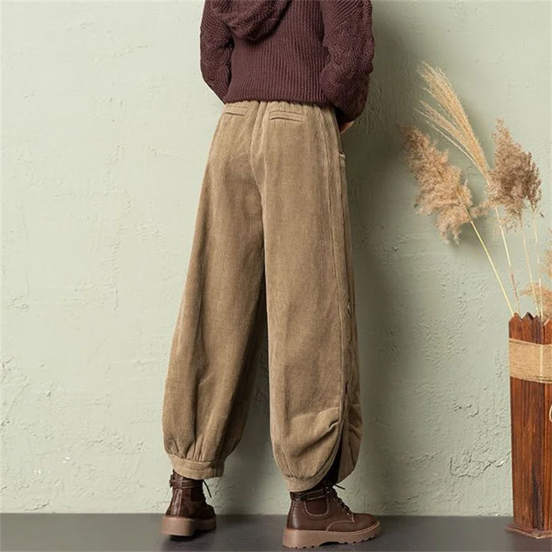 سروال قصير واسع الساق للنساء بنطلون عالي الخصر لخريف 2025 سروال قصير جديد فضفاض جيب كاكي أسود سروال نسائي #2