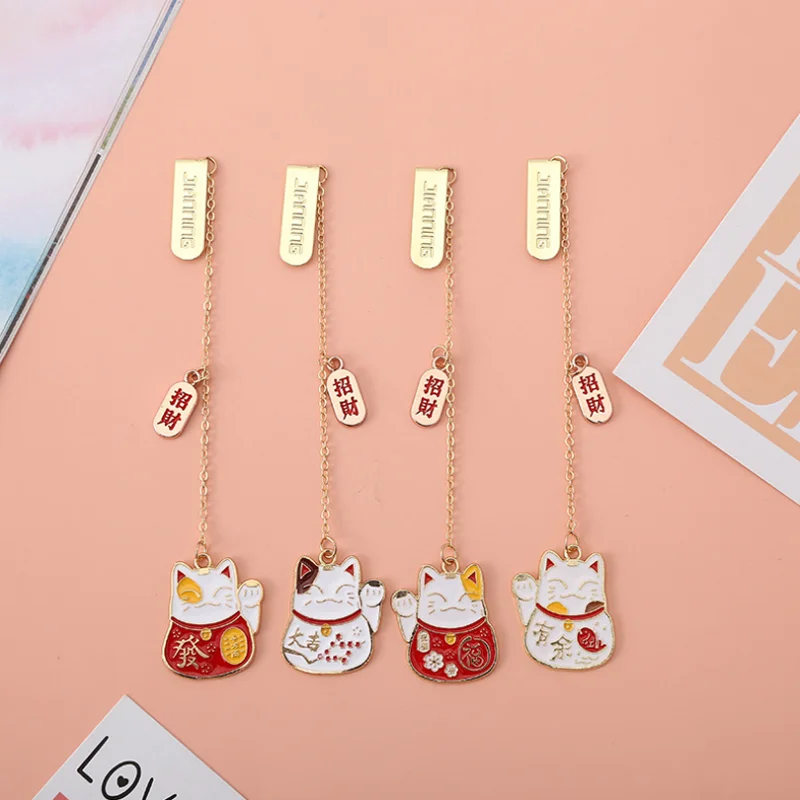 Kawaii New Year's Lucky Cat Bookmark Student Exquisite Study Office Portable Reading Pendant Stationery DIY Decoration Supplies