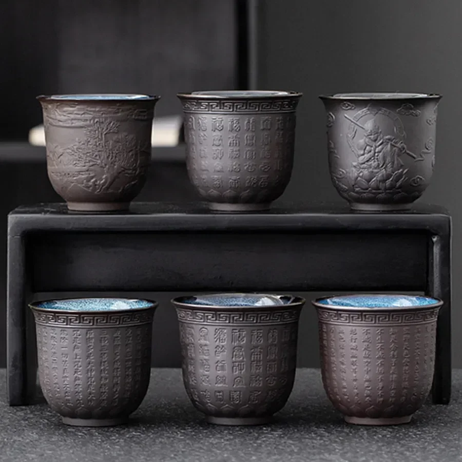 

Dehua Sheep Fat Jade Белый фарфор Кунгфу Чайная чашка Master Cup Heart Sutra Одиночная чашка Керамическая чаша для чая с фиолетовым песком Большая чашка для чая