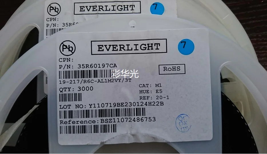 

50 шт./Тайвань 0603 (1608) SMD светодиодный красный свет 19-217/R6C-AL1M2VY/3T