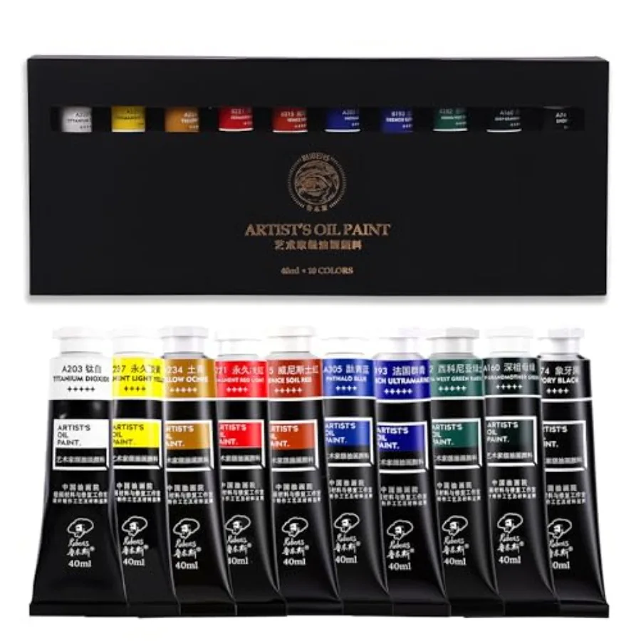

Artist Oil Paint Set 10 Colors, 40ml Large Capacity Tubes Oil Color Paint for Canvas, Professional Oil Painting Colors, Landsca