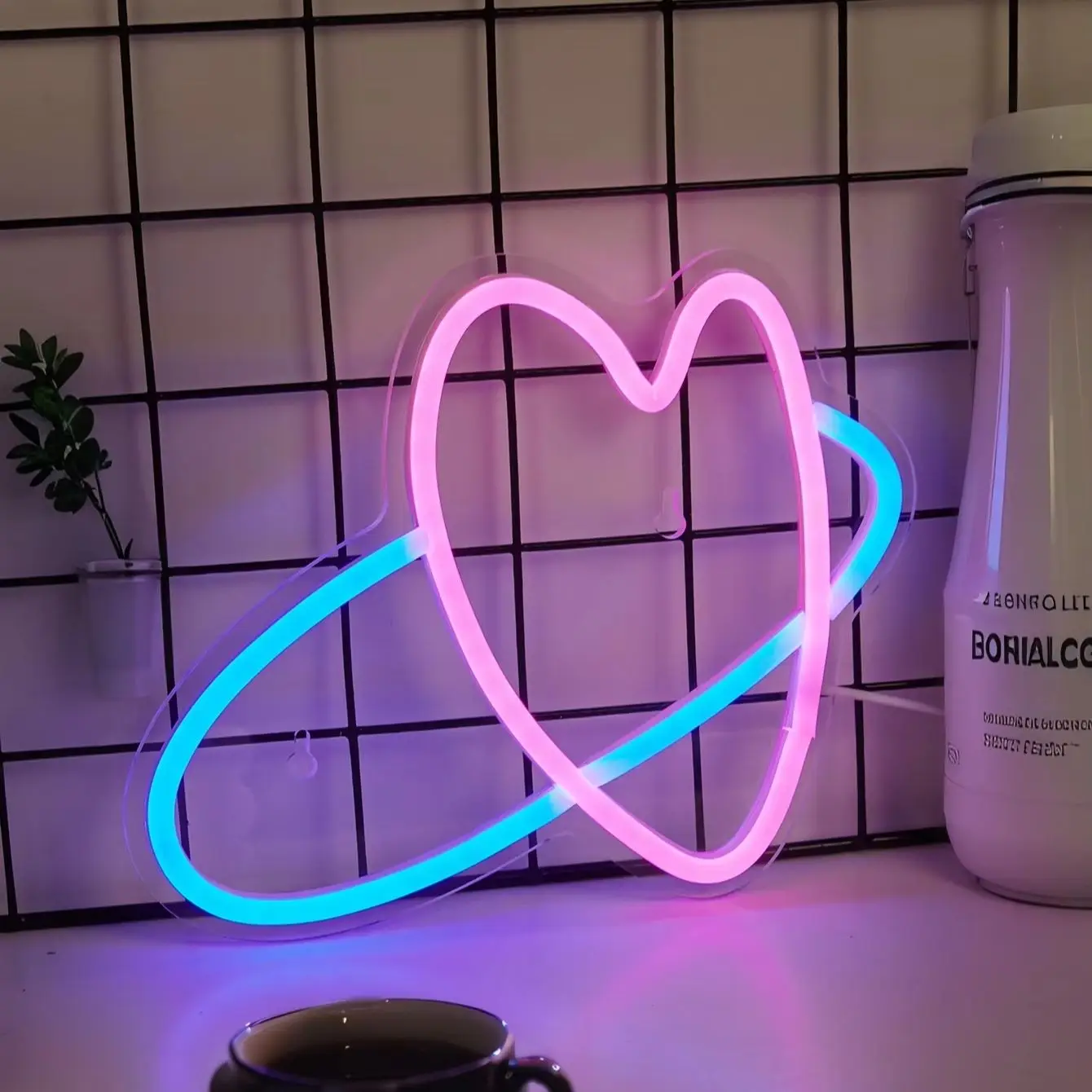 Chi-buy LED Neon Love’s Heart Ring USB Powered Neon Signs Night Light 3D Wall Art Bedroom Living Room Decor Lamp Signs