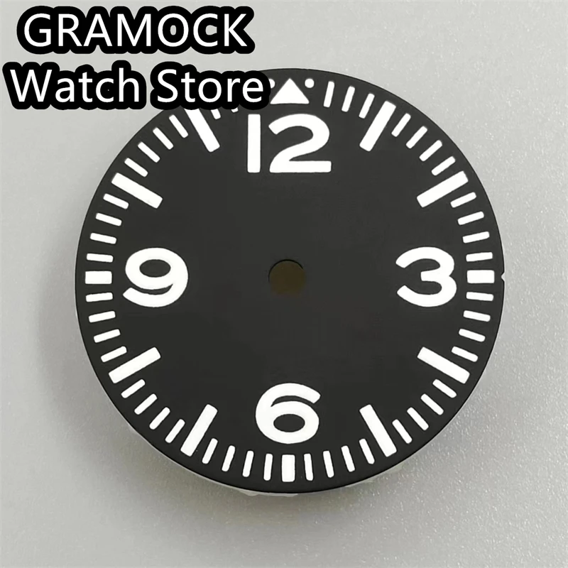 GRAMOCK 29mm Dial Black Watch Dial Green Luminous Fit NH35 NH36 Movement