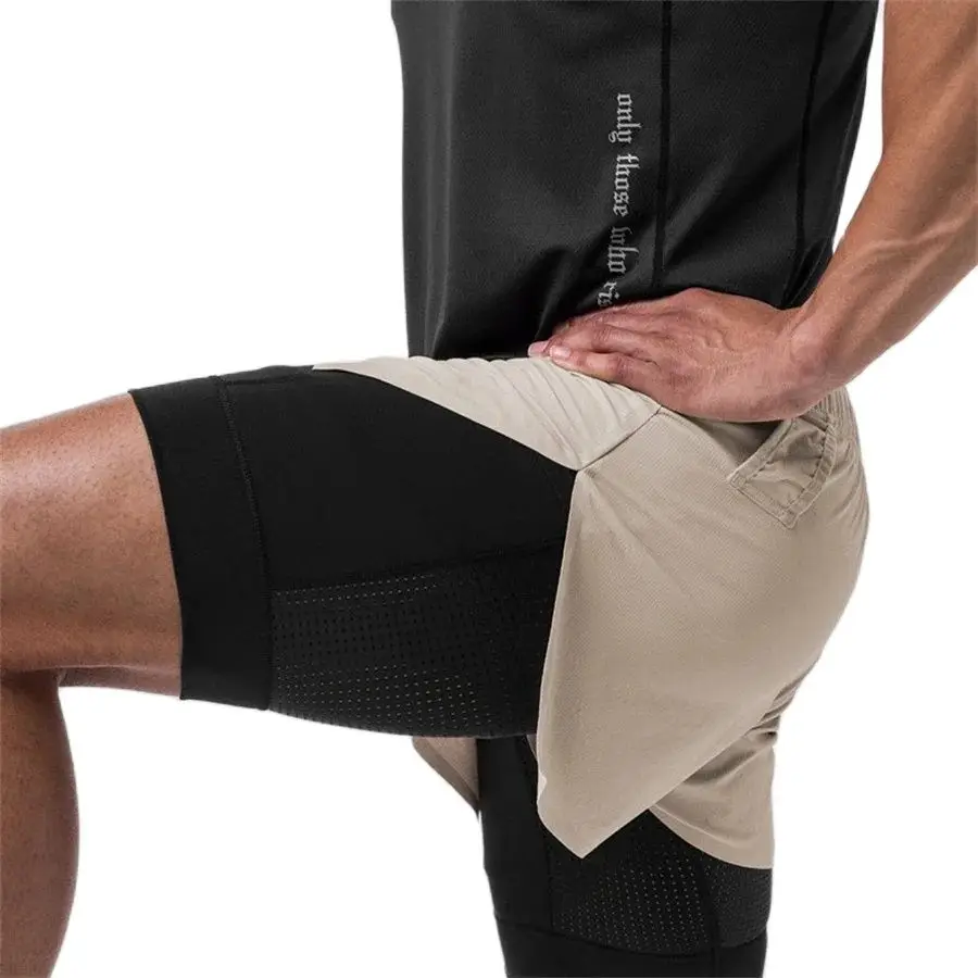sweatpants Gym workout New shorts for summer 2 in 1 Quick dry beach men\'s running shorts