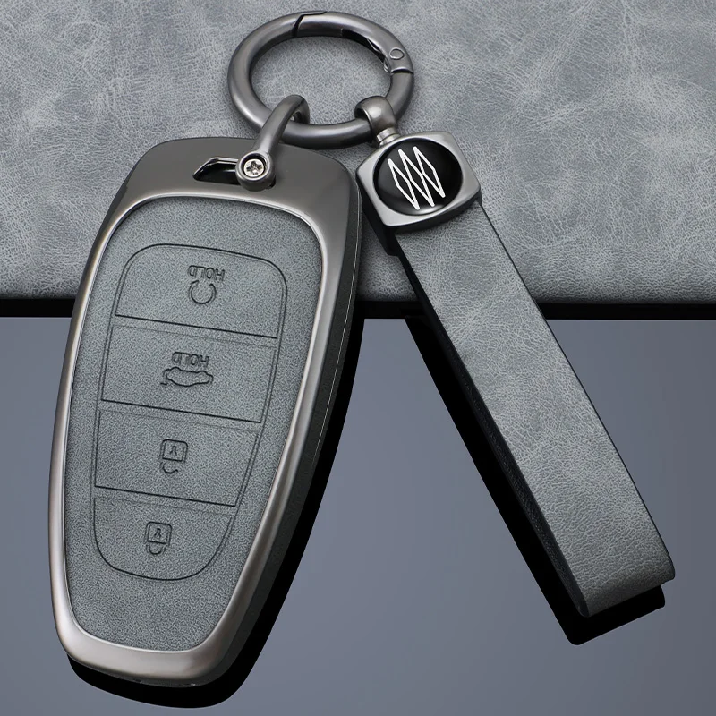 Zinc Alloy Leather Full Cover Car Key Case for Hyundai Sonata Sel Ev 6 Ev 8 IONIQ 5 Nexo DN8 Fe Tucson Sonata Staria NX4 Ioniq view 4