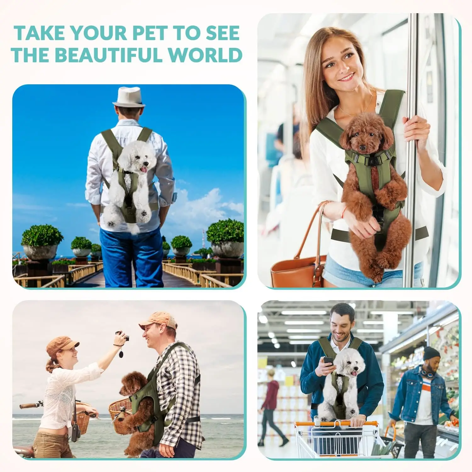 Pet Carrier Backpack for Dogs Cat Thickened Sponge Pet Front Dog Carrier Backpacks Portable Puppy Transportation Dog Bags