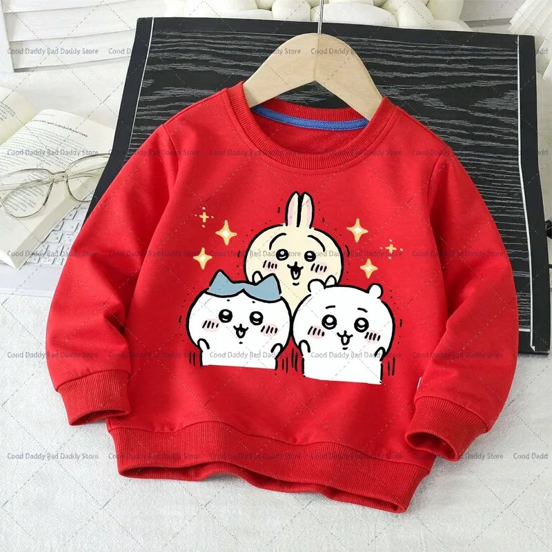 Niedliche Chiikawas-Kinder-Sweatshirts, Kawaii-Print, Kinder-Kapuzenpullover, Frühling/Herbst, Pullover, Oberbekleidung, Oberteile, Mädchen- und Jungenkleidung, Geburtstagsgeschenk. – Detail 1