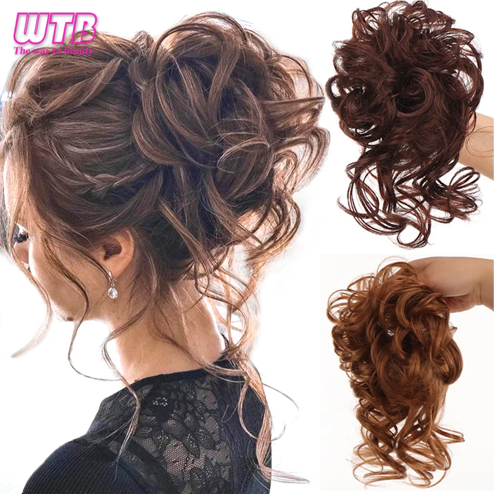 

WTB Synthetic Messy Curly Claw Hair Bun Chignon Hair Extensions Scrunchy Fake False Hair With Tail for Women Hairpieces