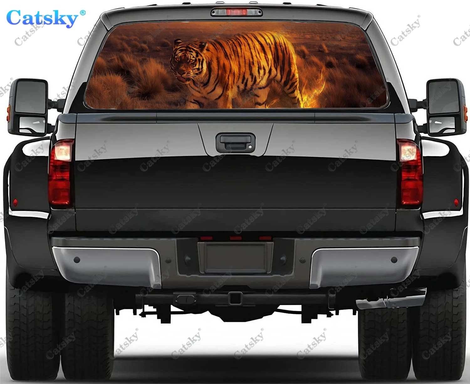 

Tiger Printing Men's Car Rear Window Stickers Windshield Decal Steed Truck Rear Window Decal Tint Perforated Vinyl Graphic