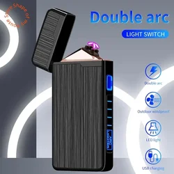 Electric Lighter USB Rechargeable Lighter Plasma Dual Arc Windproof Flameless Lighter for Men Gift Touch Sensor Smoke Accesoire