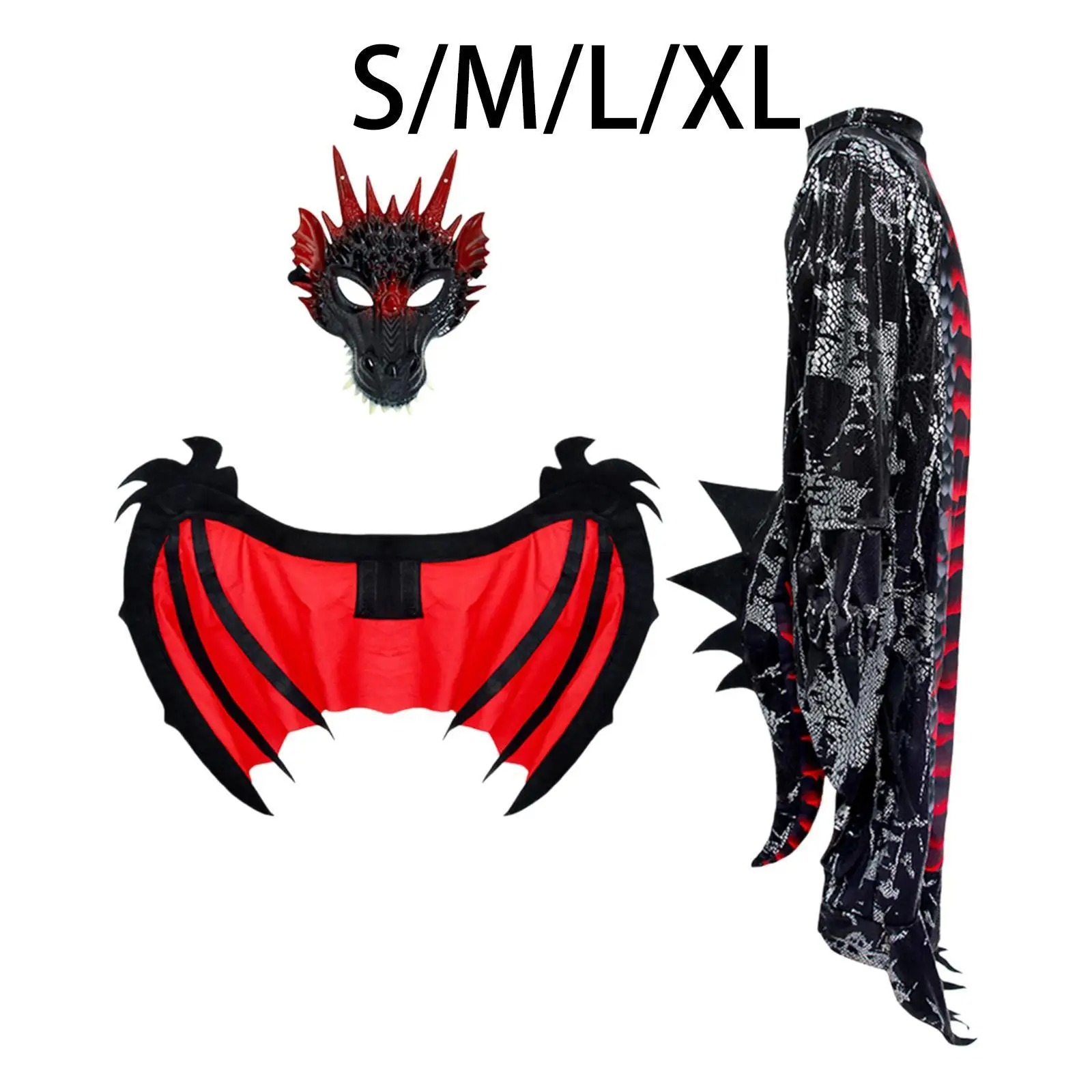 

Dragon Wing Mask Jumpsuit Set Halloween Costume Boys Girls Novelty Children Dragon Wing Costume for Stage Performance Festival
