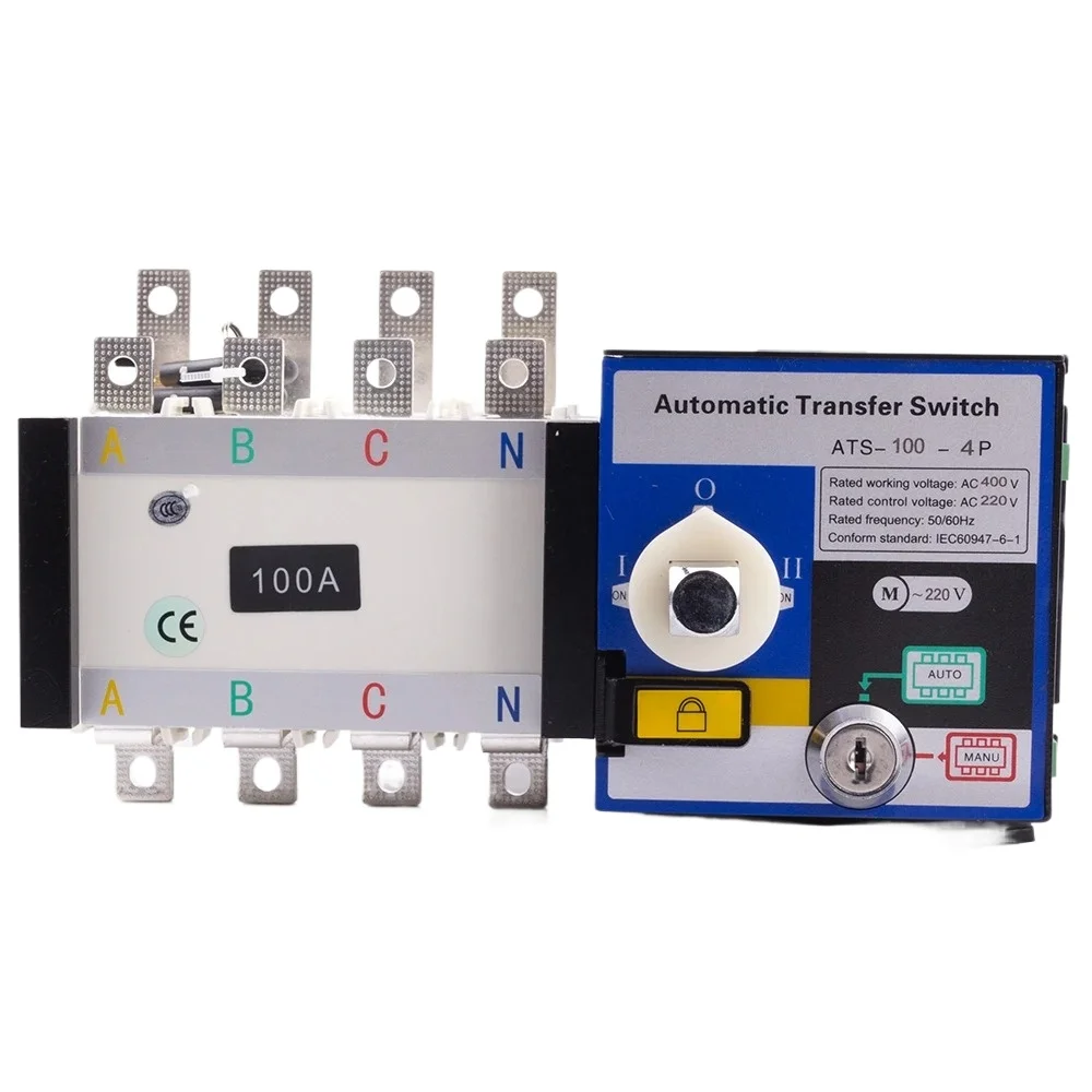 

Universal 4P 100A 400V ATS Dual Power Automatic Transfer Switch AC Diesel Generator Set Part 3 Phase Power Switches