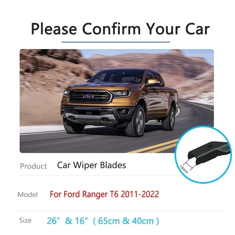 For Ford Ranger T6 2011~2022 Car Window Wipers Rubber Blades Front Windshield Windscreen Cleaning Products 26 16 High Quality