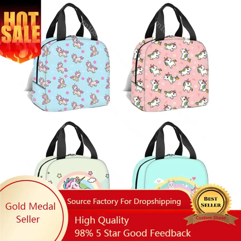 

Cute Unicorn Print Lunch Bags Students School Food Bag boys gils Picnic Bag Food Pouch Women Lunch Box Outdoor Hiking Food Bag